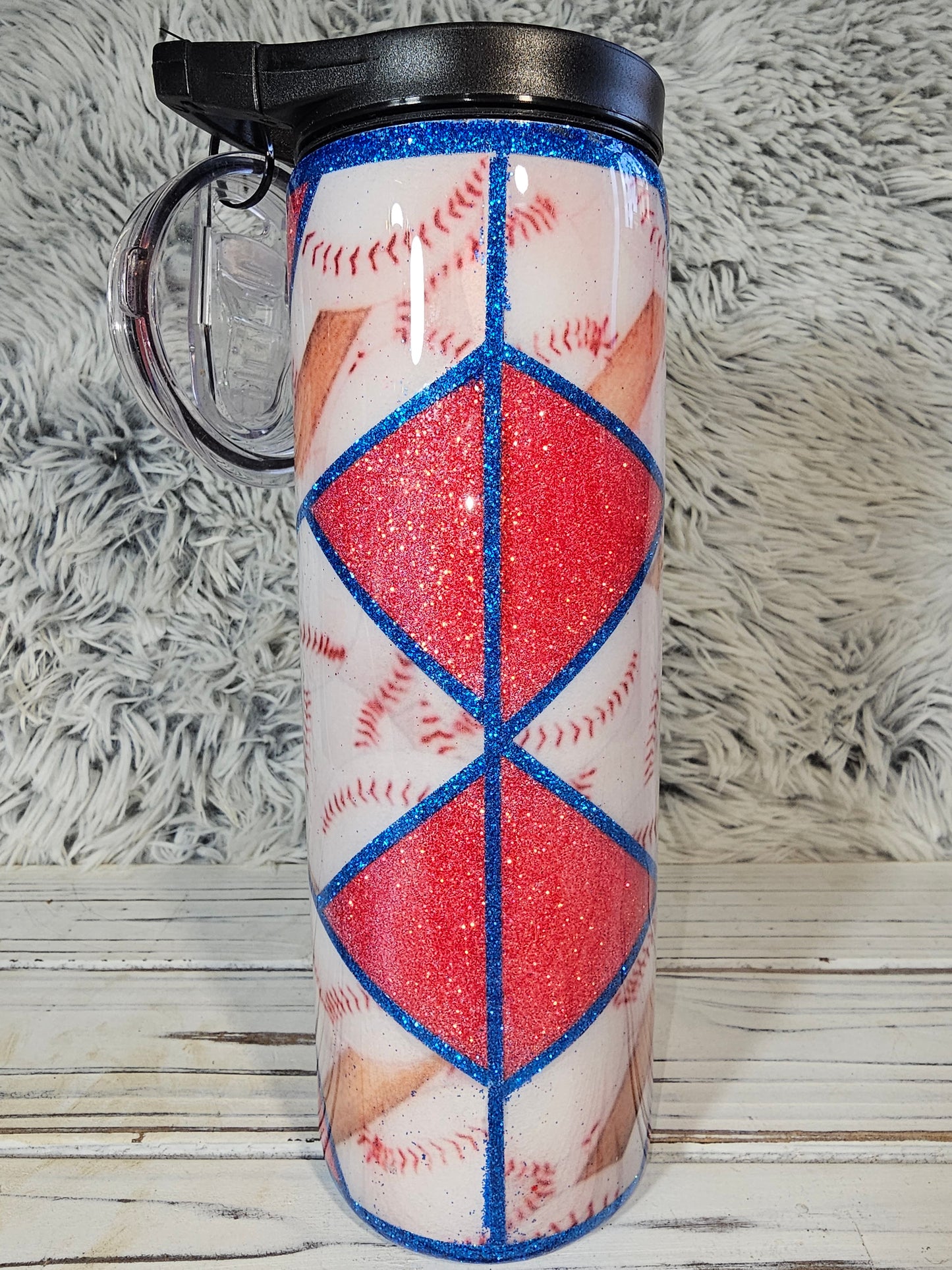 Baseball vinyl w/red glitter templet
