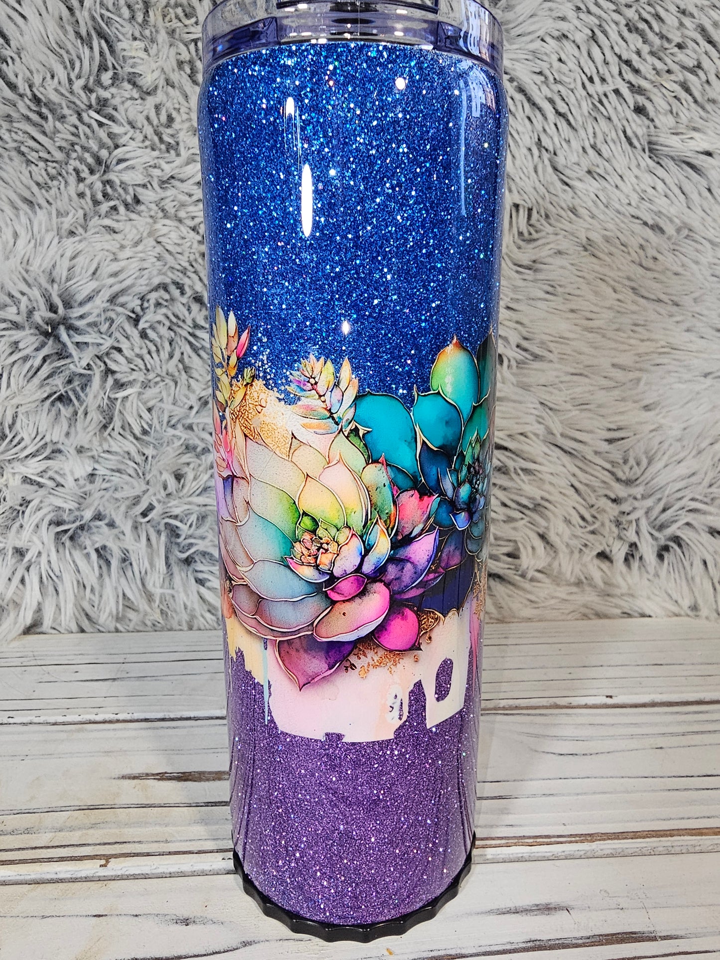 Flower (blue/purple glitter)