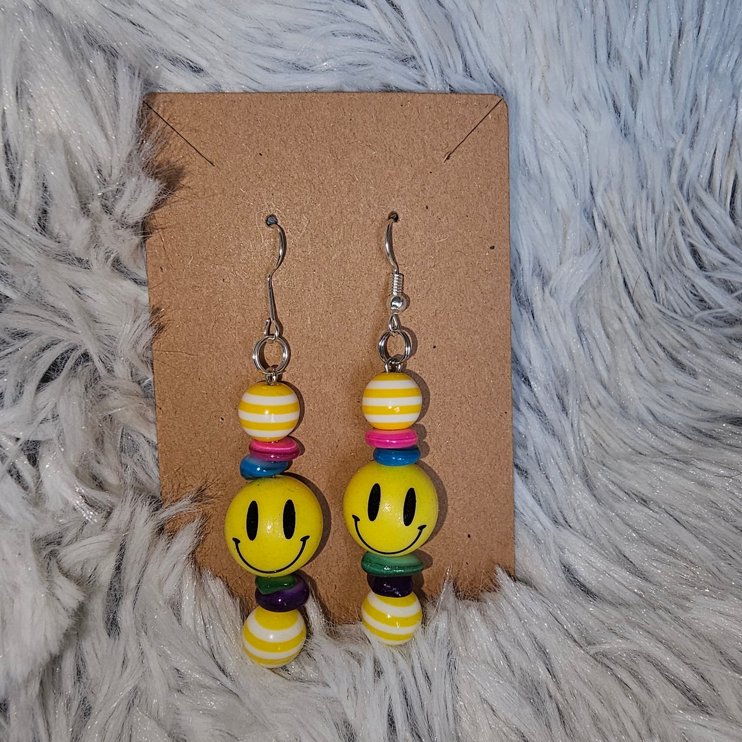 Yellow happy face earrings