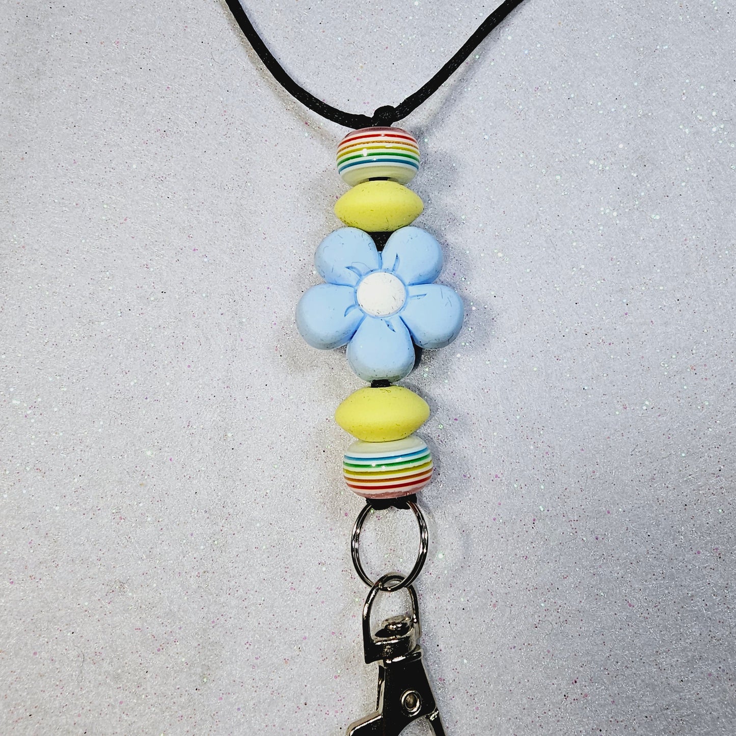Blue flower lanyard