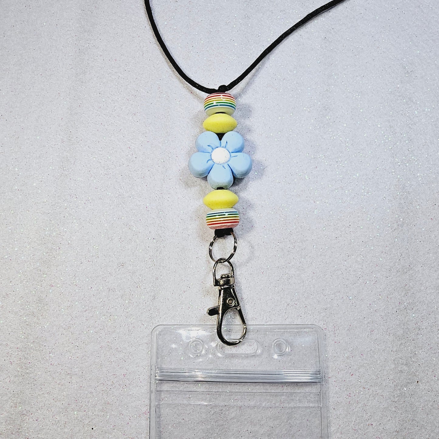 Blue flower lanyard