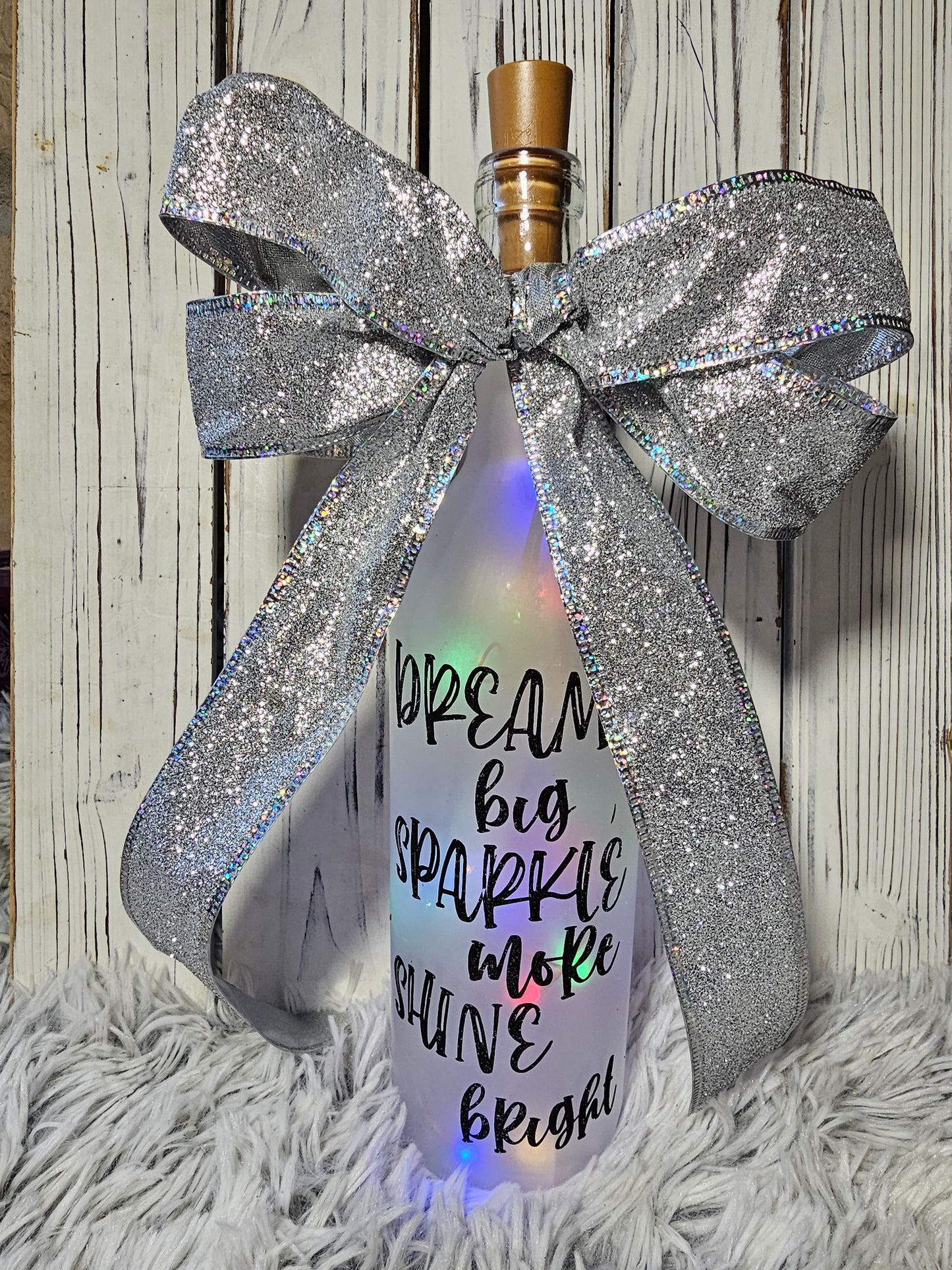 Dream Big wine bottle light