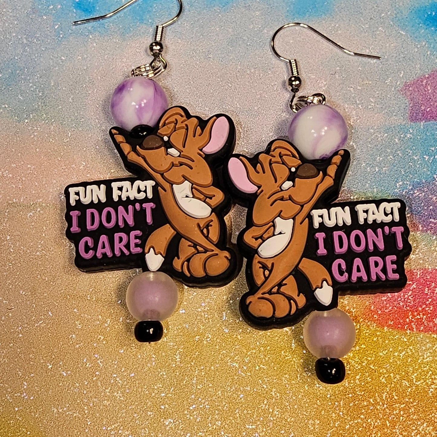 Fun Fact...I Don't Care Earrings #113