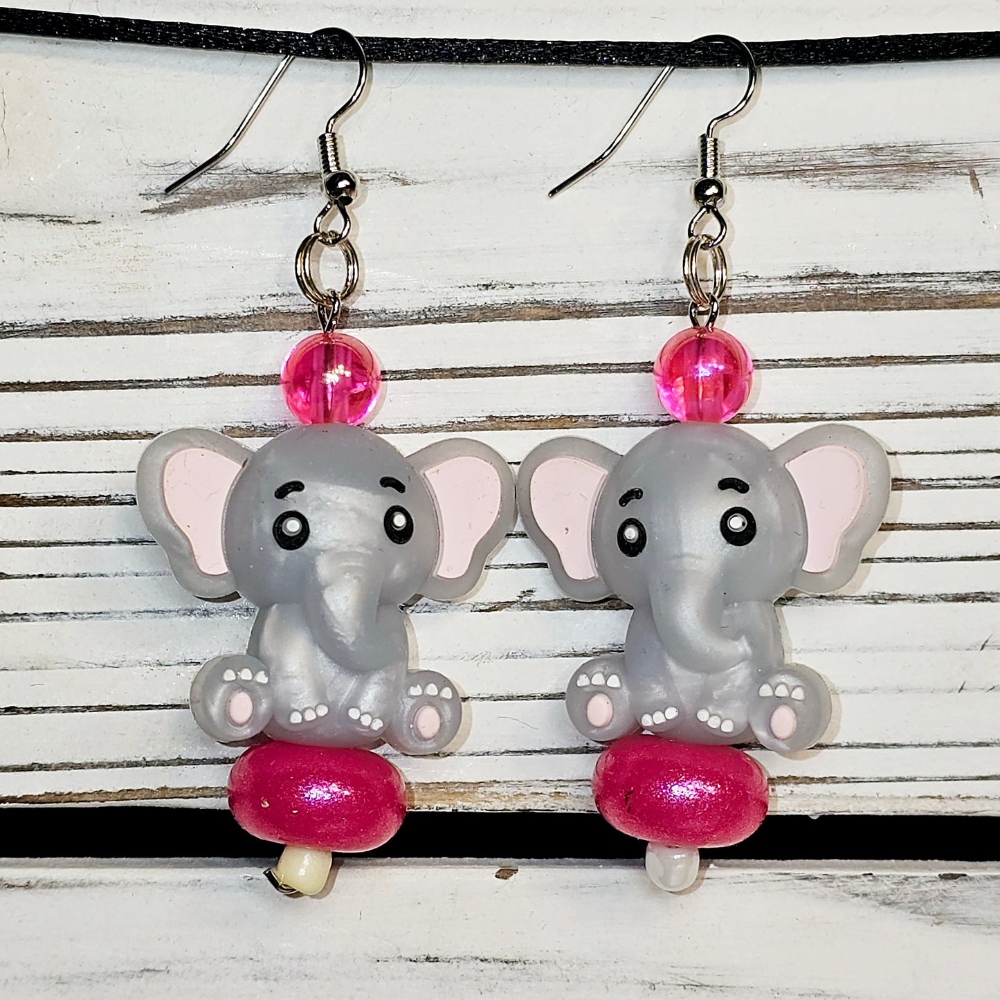#11 - 3D Gray Elephant Earrings