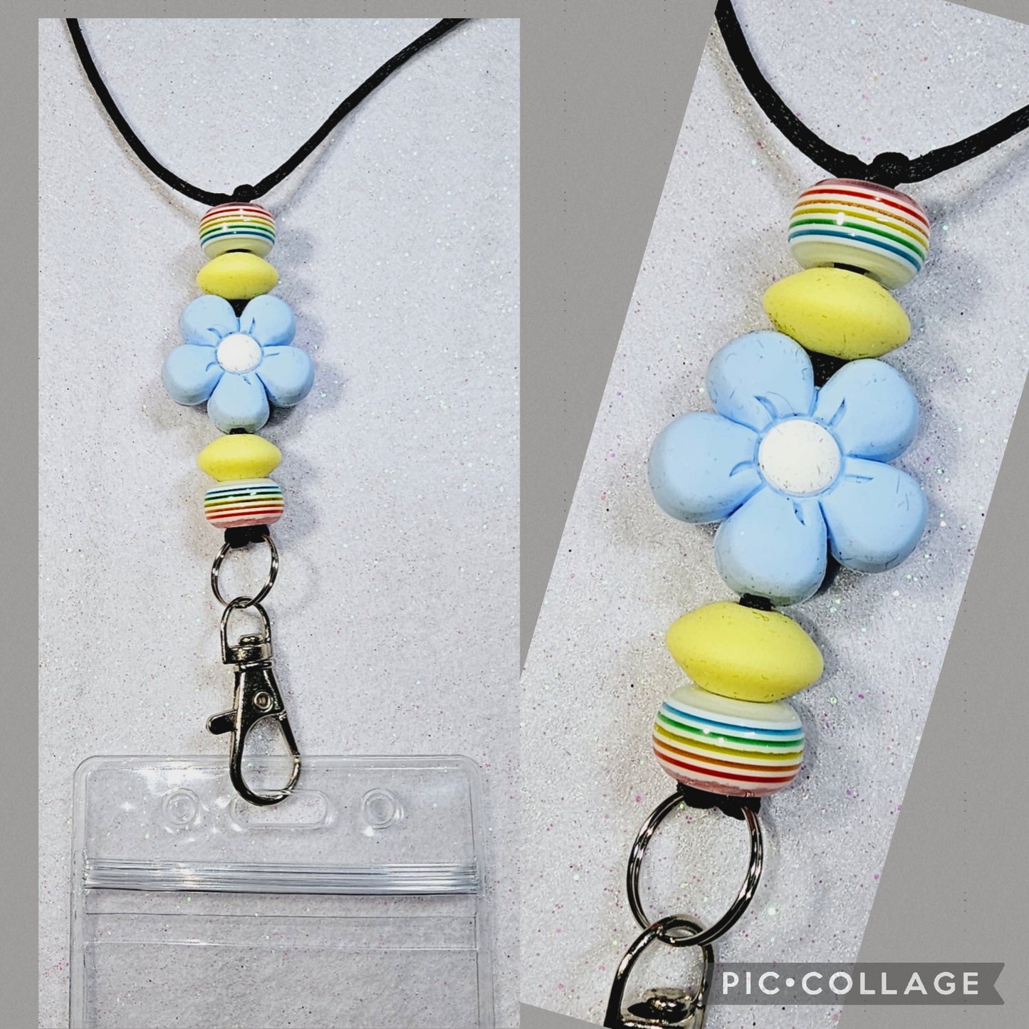 Blue flower lanyard