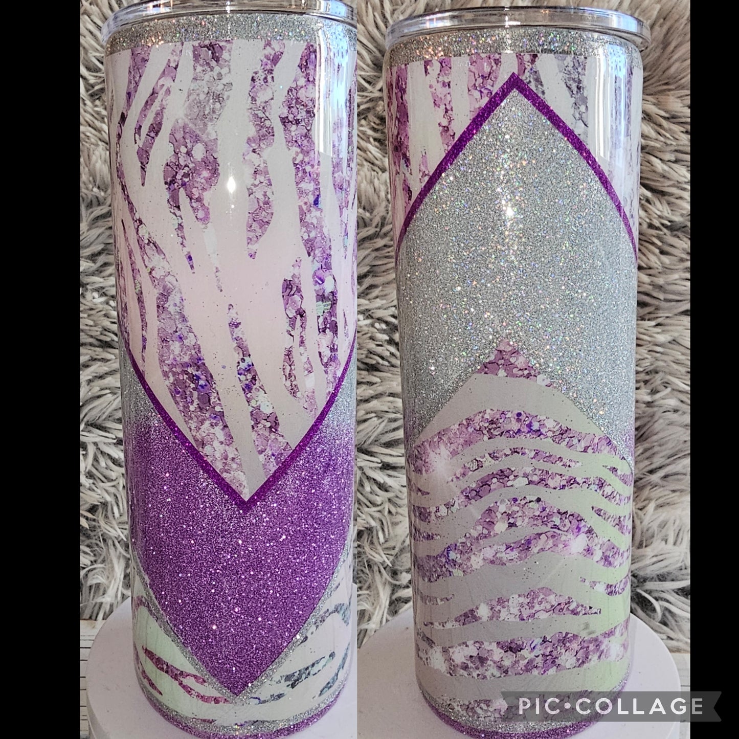 Purple/silver zebra vinyl w/glitter