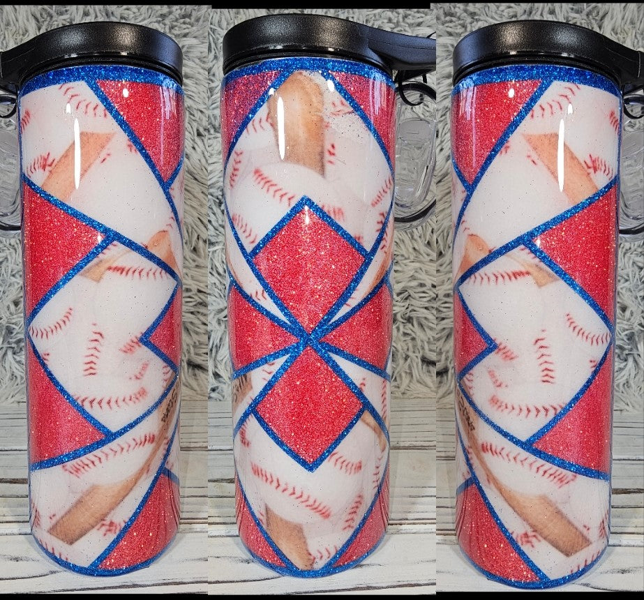 Baseball vinyl w/red glitter templet