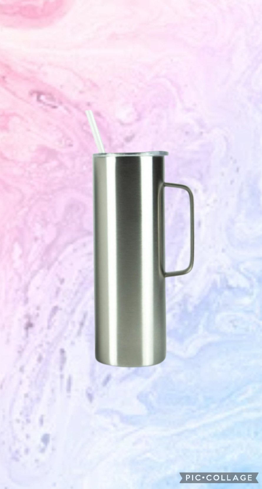 20oz Skinny Stainless Steel glitter/ink/epoxy Tumbler w/handle (custom)