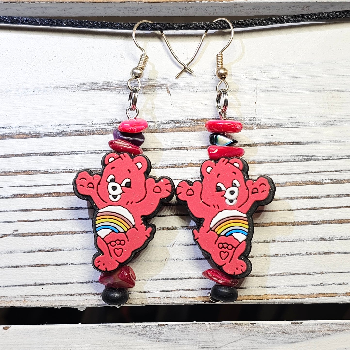 Red Care Bears earrings #53