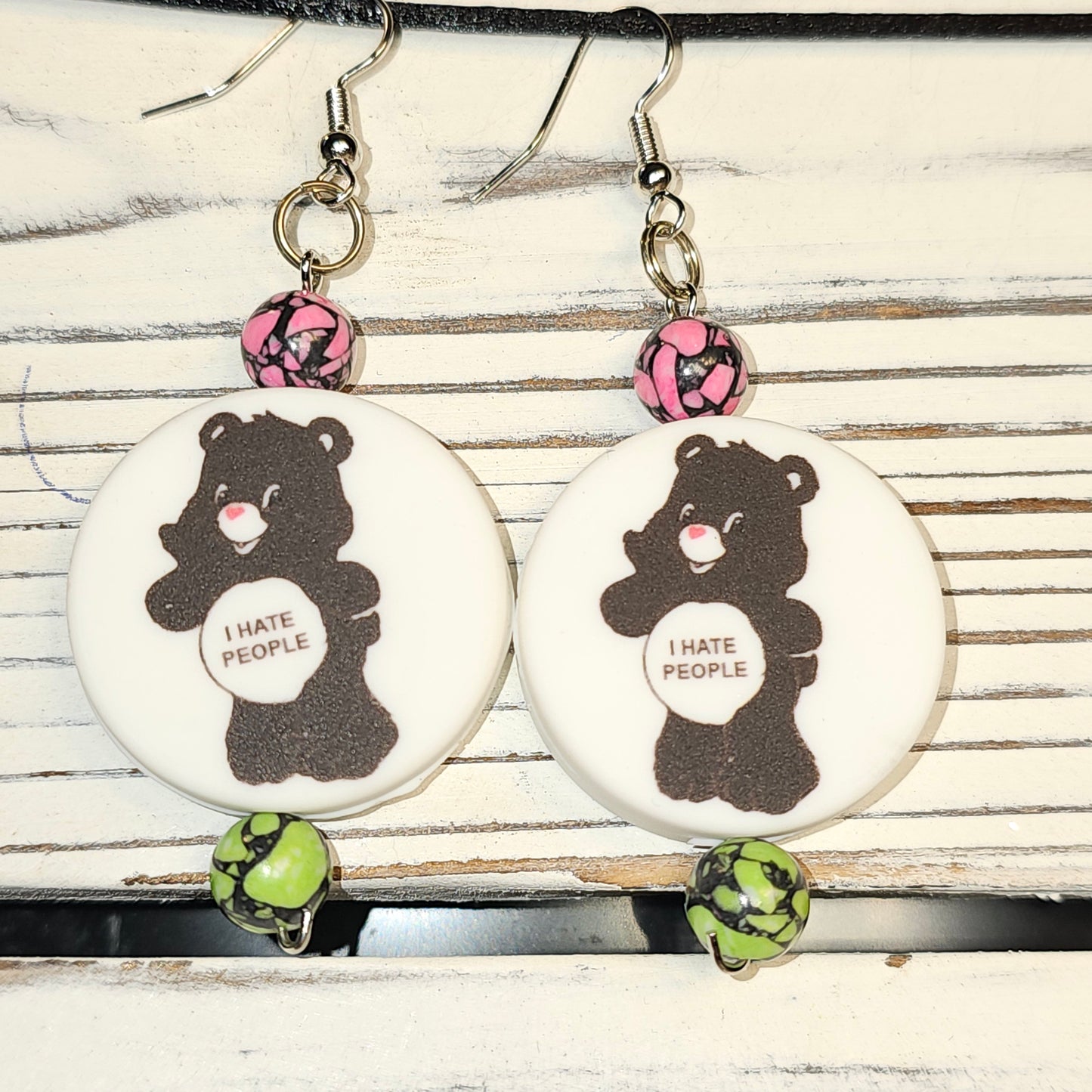 I Hate People Care Bear Earrings #14