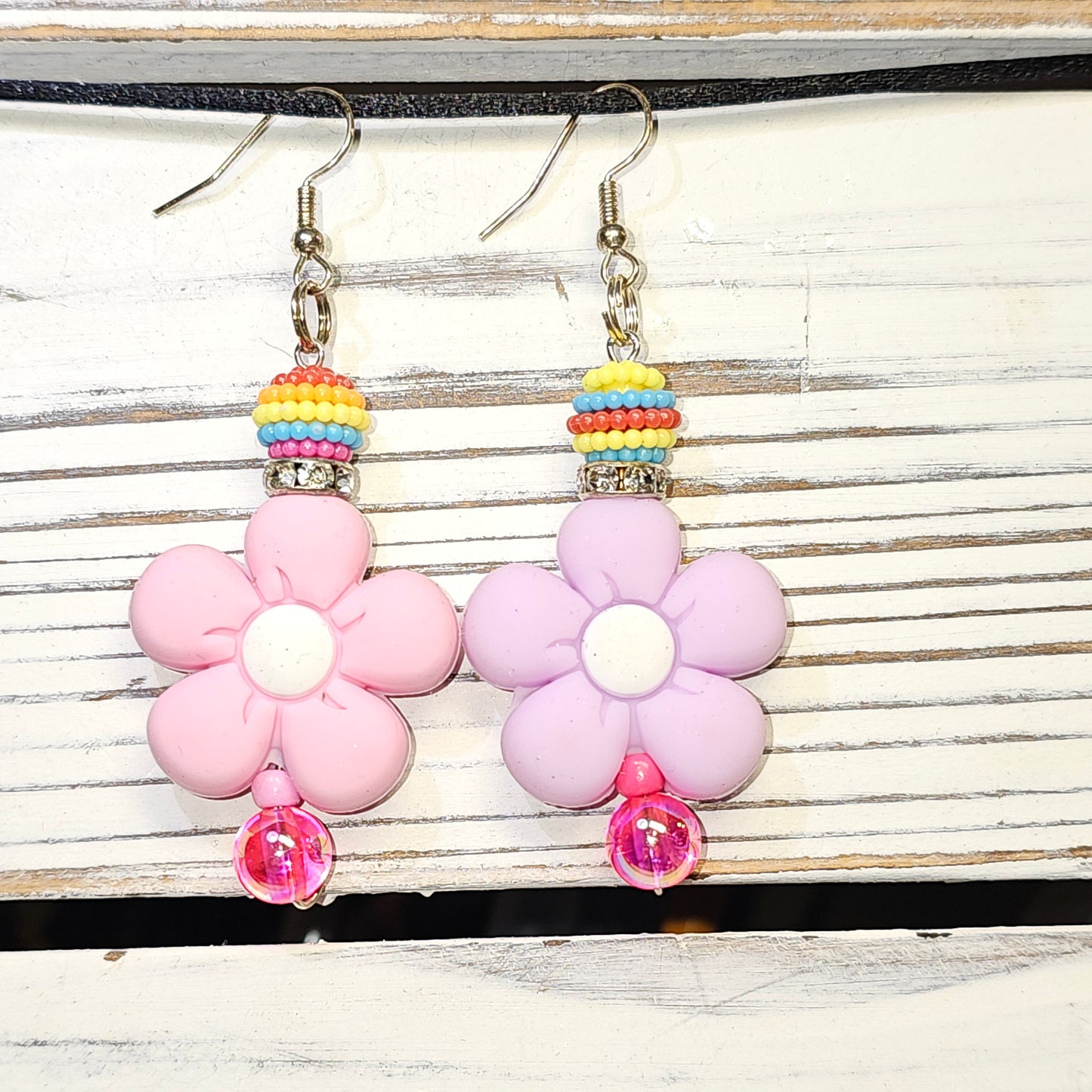 pink/purple flower earrings #62