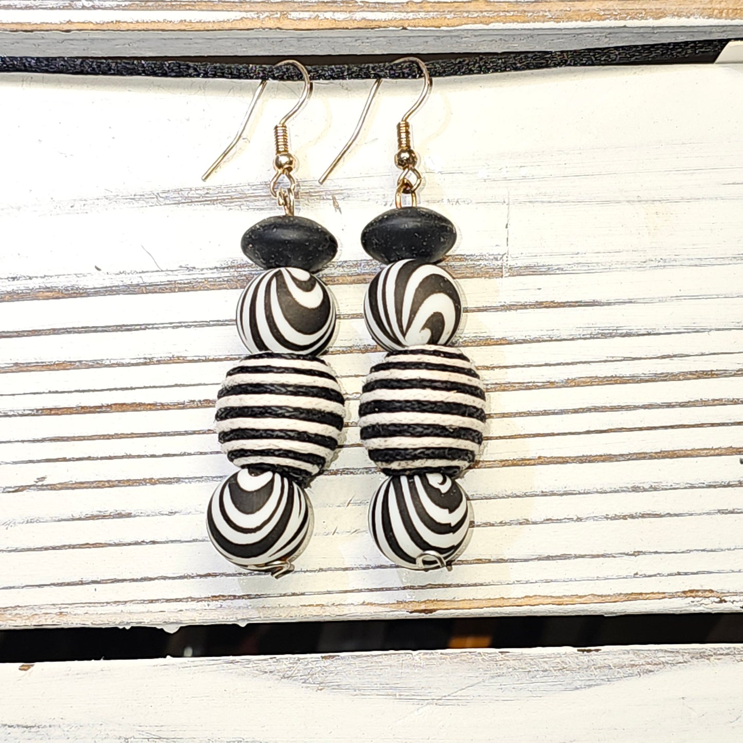 Black and white stripes earrings #69