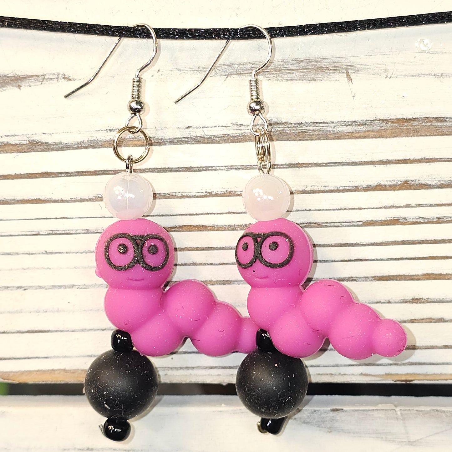 Purple Book Worm Earrings #110