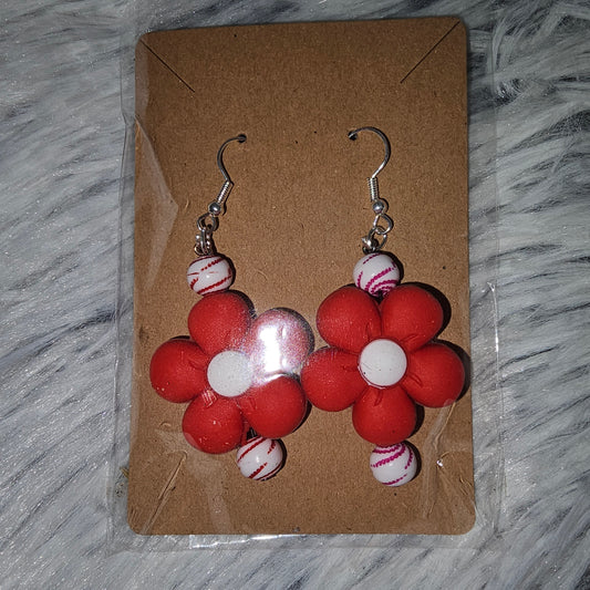 Red Flower Earrings