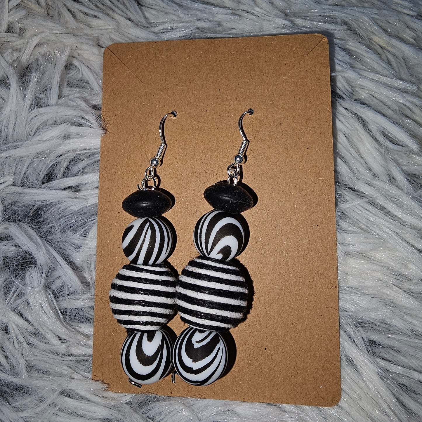 Black and white stripes earrings