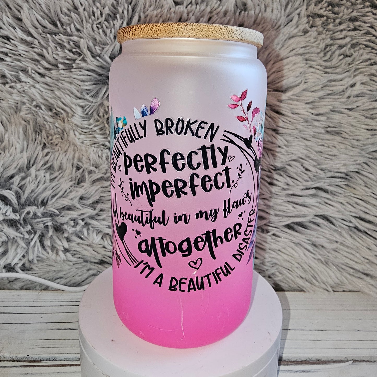 Pink  Perfectly Imperfect (Pink-Glass Can)