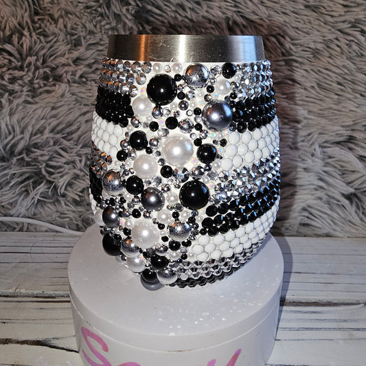 Black/White bling wine/coffee cup