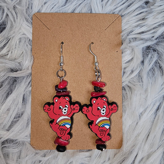 Red Care Bears earrings