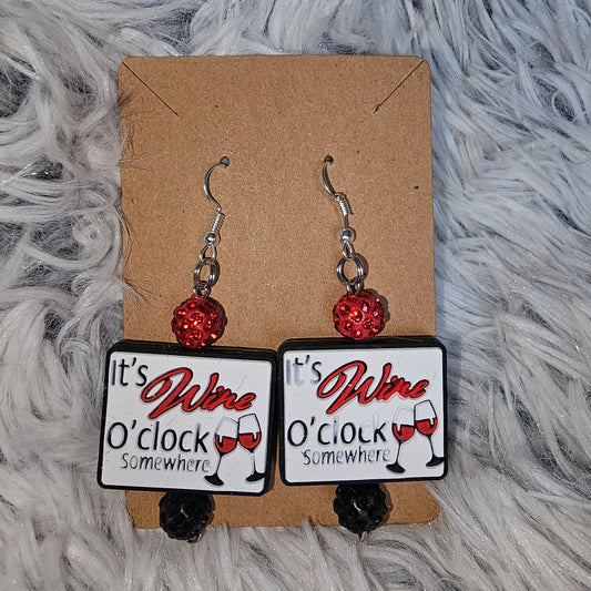 It's wine o'clock earrings