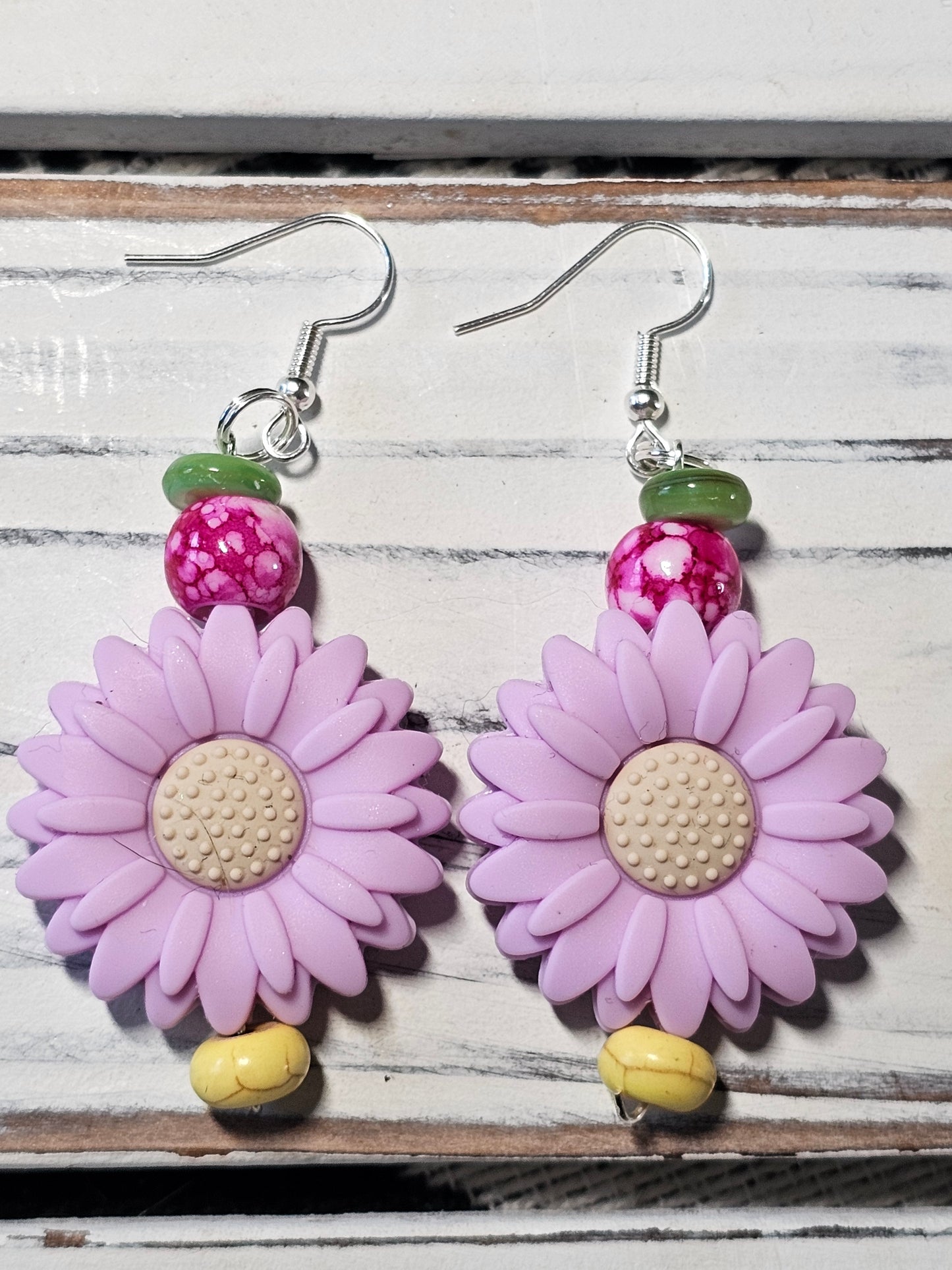 Purple flower earrings