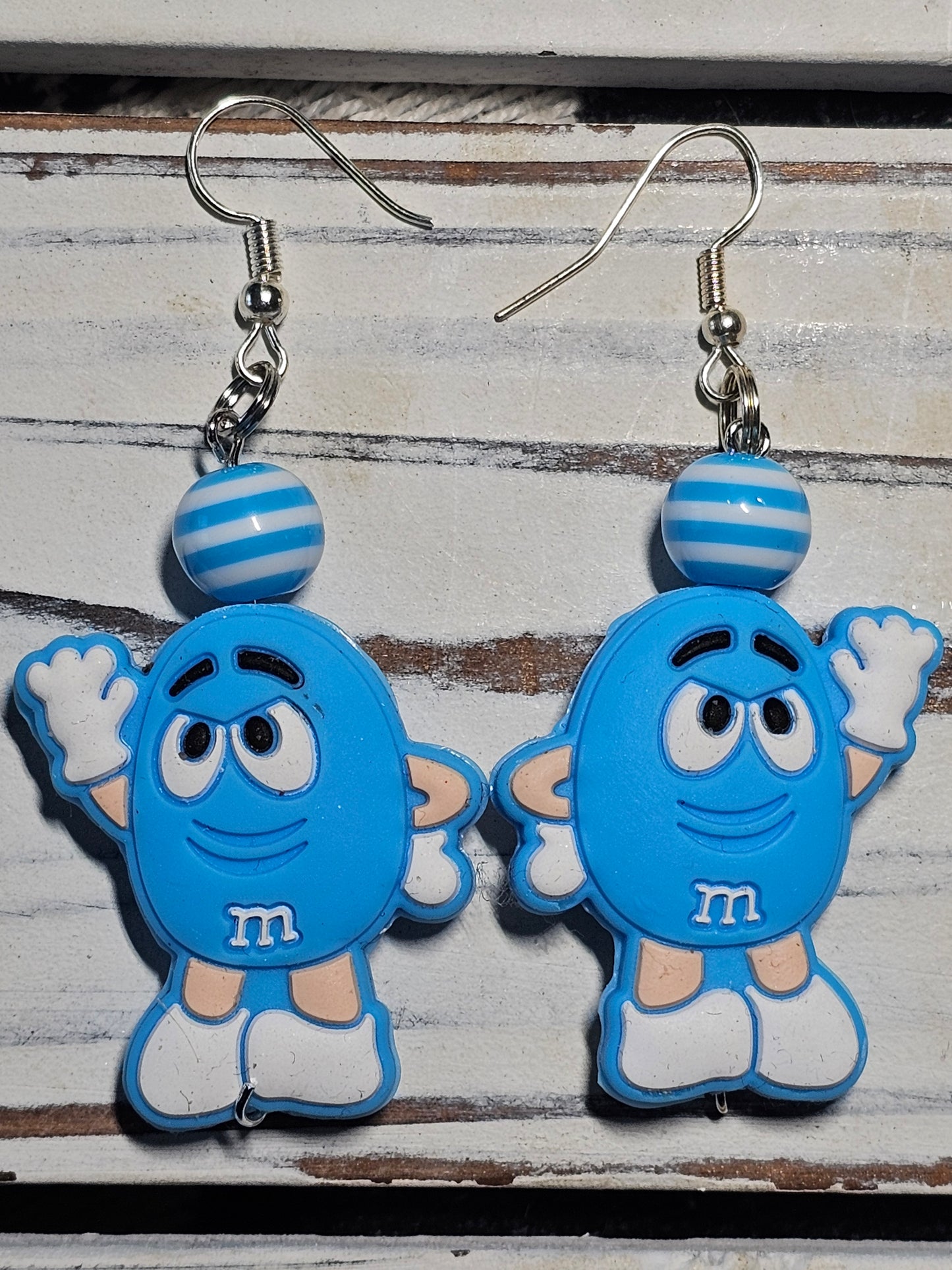 Blue M&M earrings