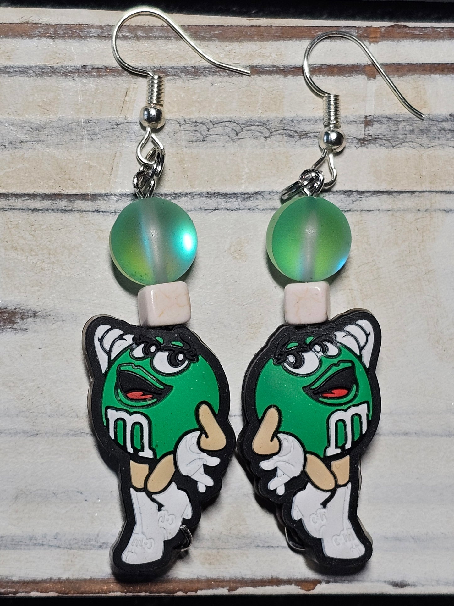 Green M&M earrings