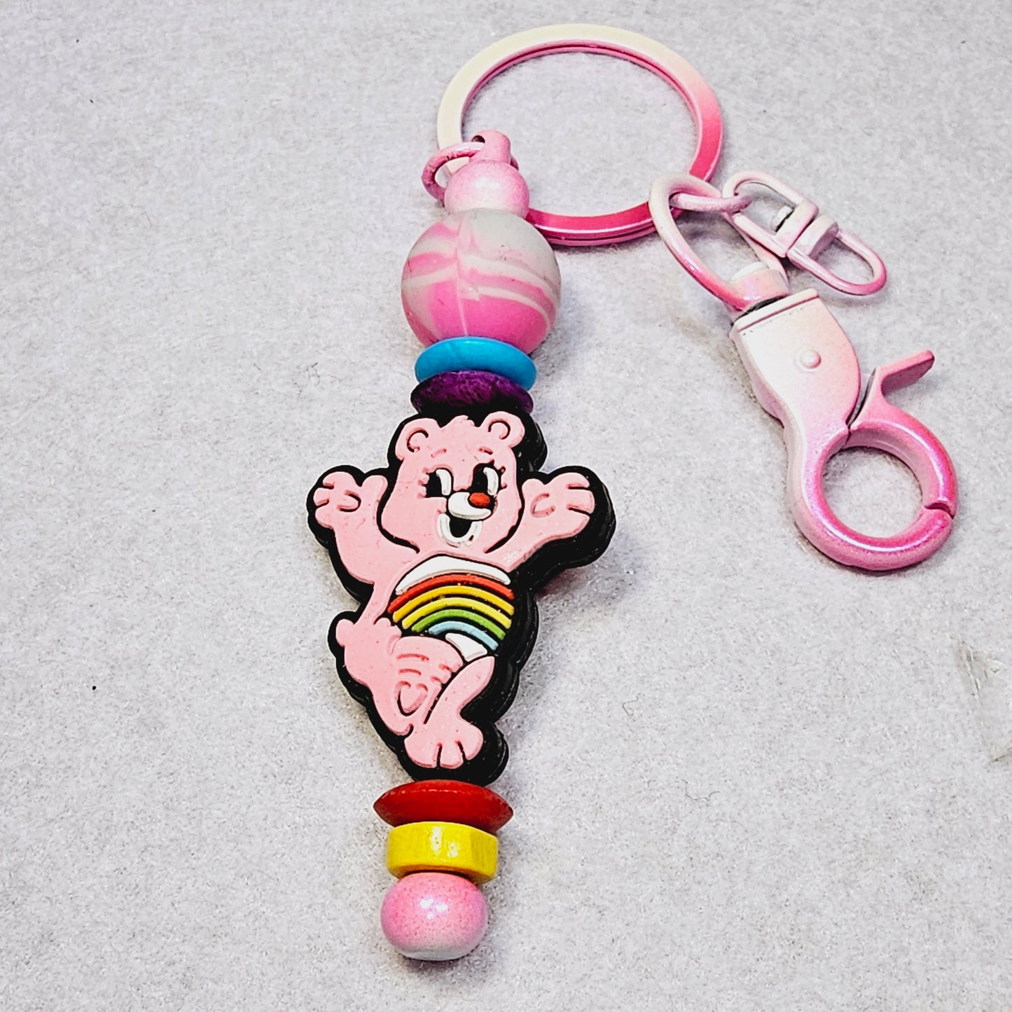 Pink Care Bear keychain