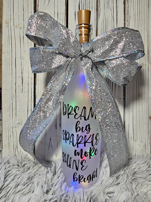 Dream Big wine bottle light