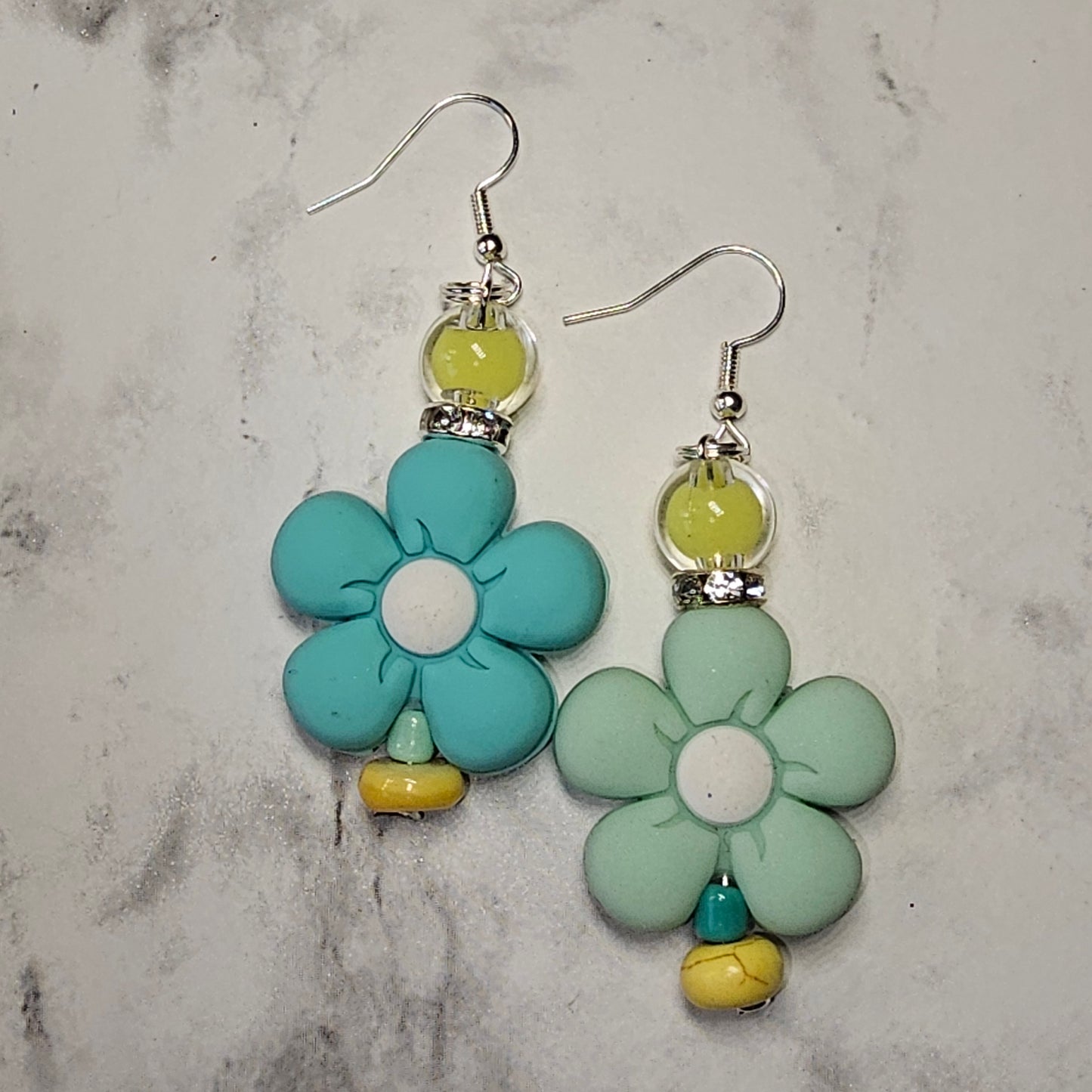 Teal Flower earrings