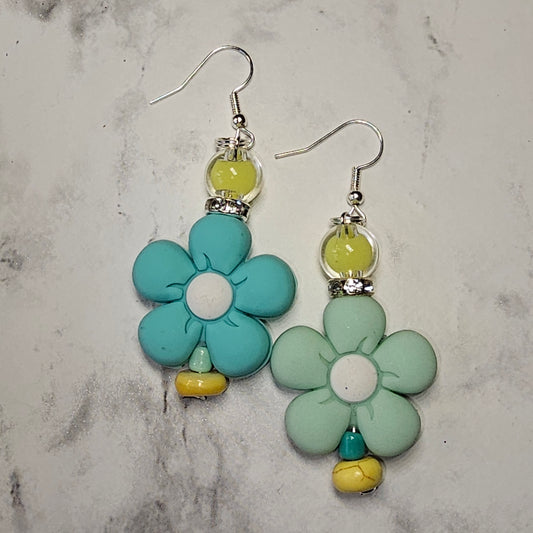 Teal Flower earrings