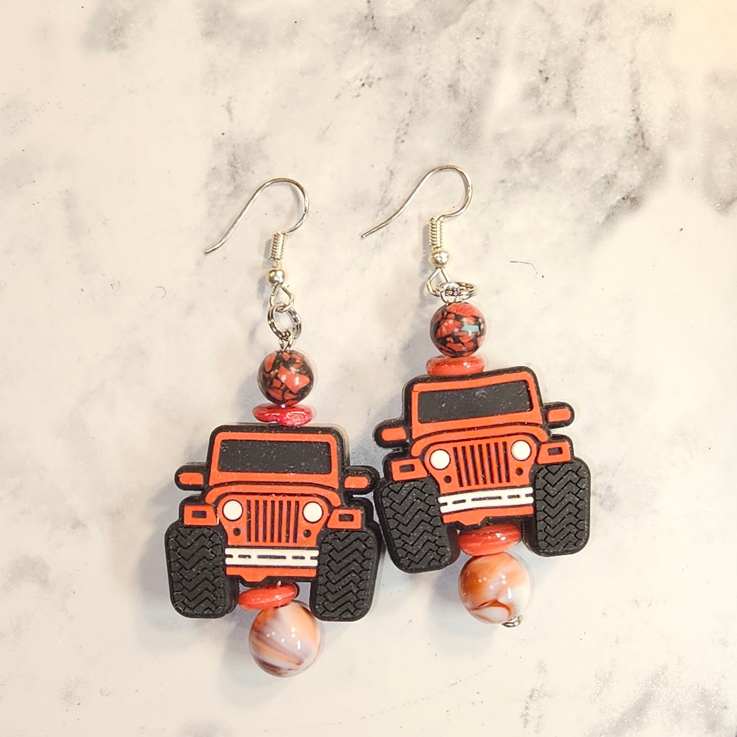 Red jeep earrings