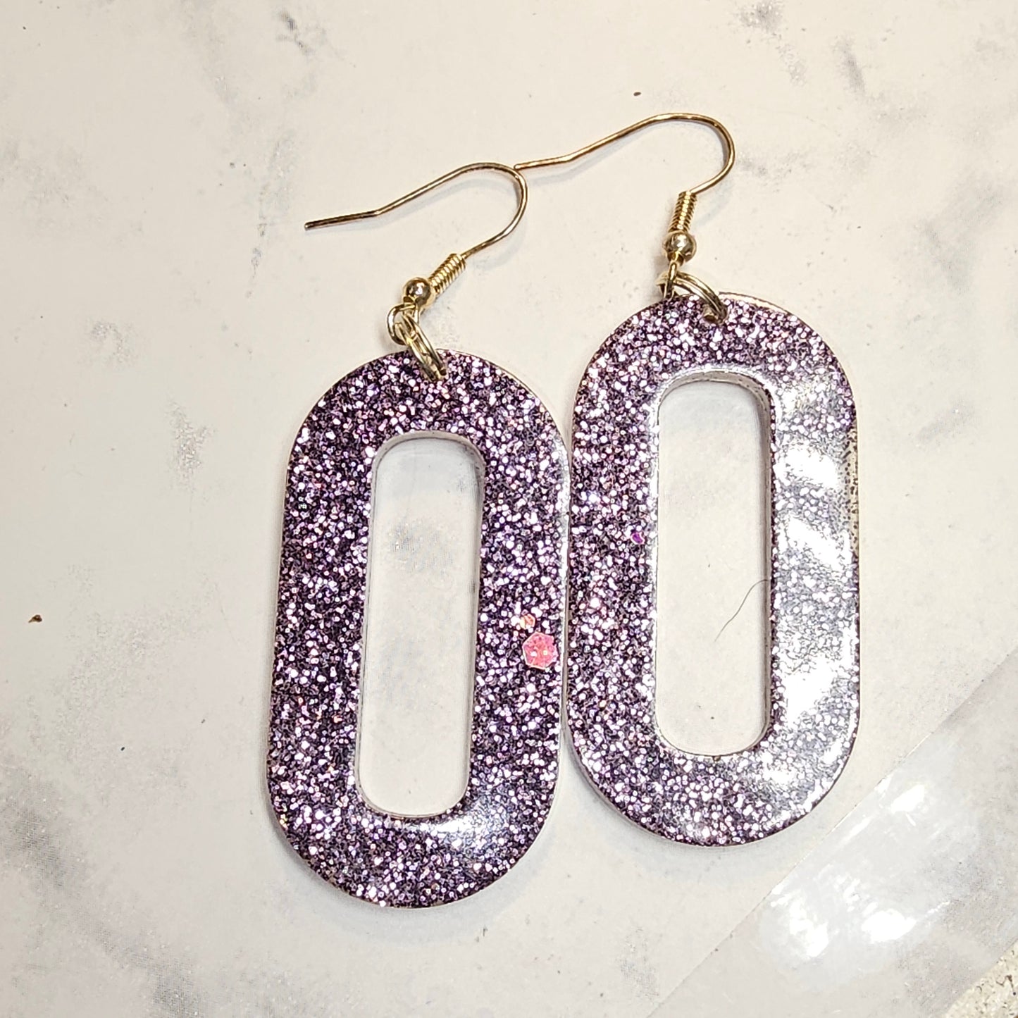 Purple oval earrings