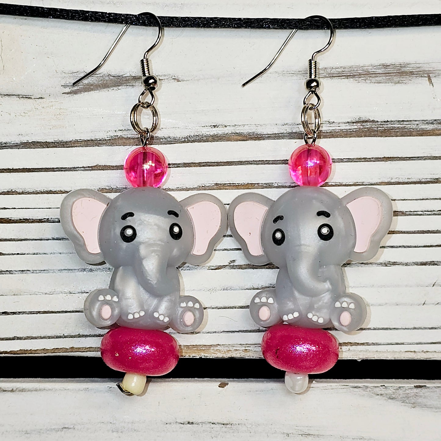 3D Gray Elephant Earrings