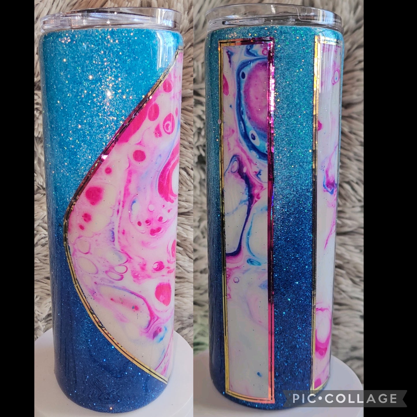 Pink/blue swirl watercolors (vinyl/glitter)