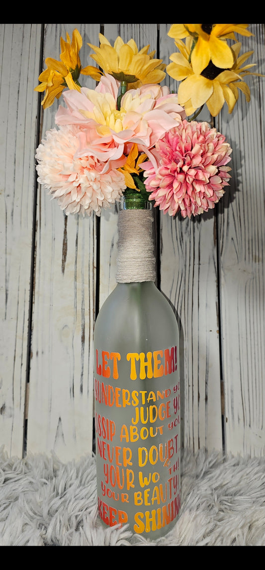 Let them flower wine bottle light