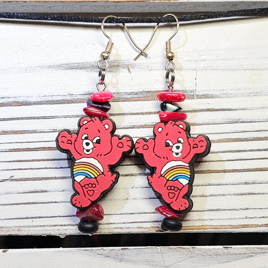 Red Care Bears earrings #53