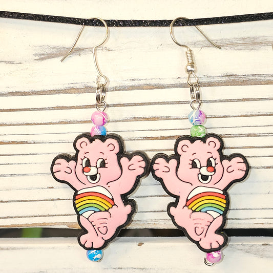 Pink Care Bear Earrings #108