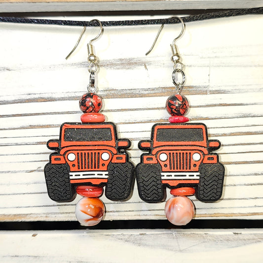 Red jeep earrings #36
