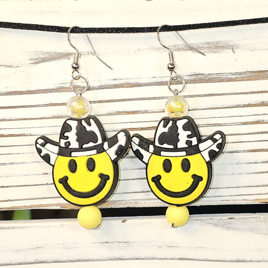 Yellow Smile Cowboy Earrings #106