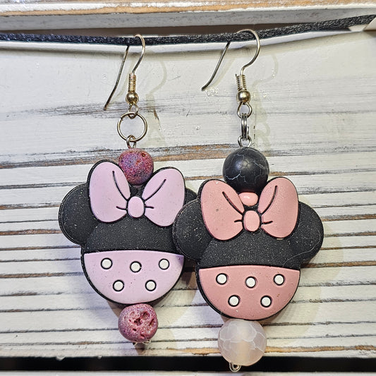 Mini pink/purple ears earrings #47