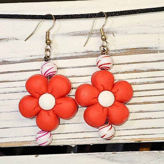 Red Flower earrings #24
