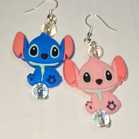 Stitch (pink/blue) Earrings #168
