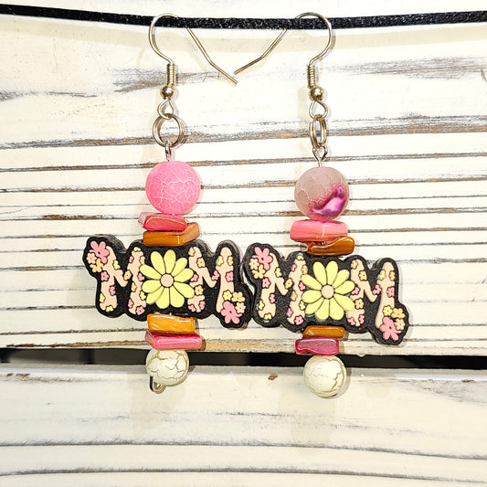 MOM flower earrings (silicone beads) #19